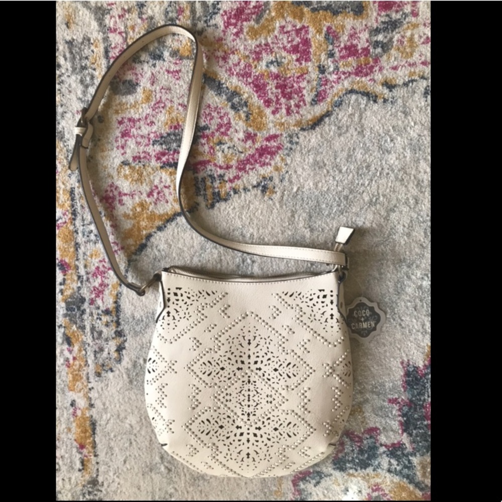 Coco + Carmen Cream Vegan Leather Cutout Purse